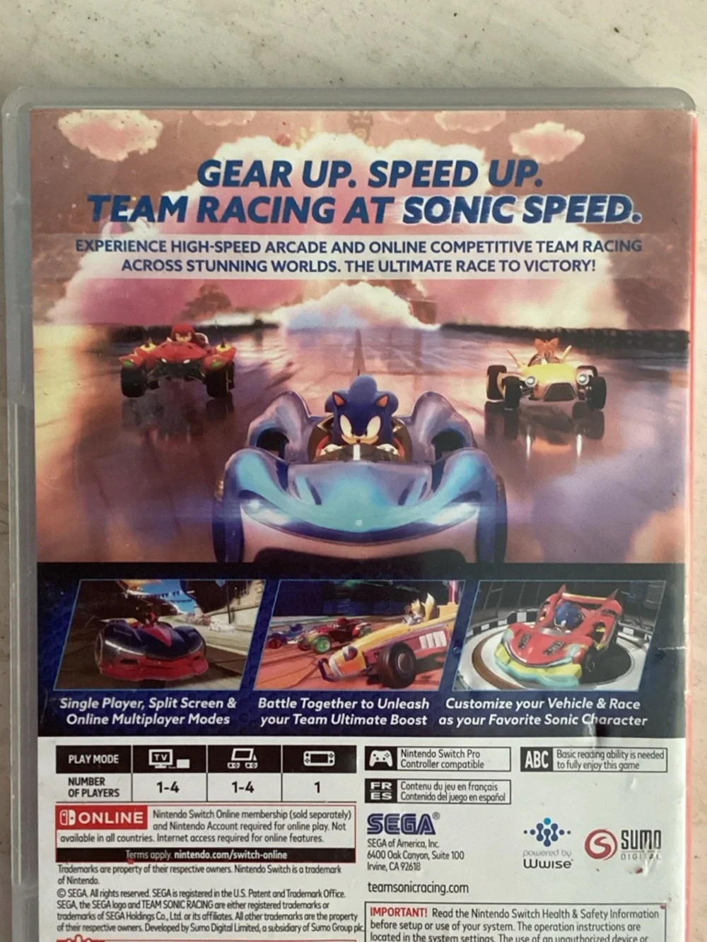 Team Sonic Racing Nintendo Switch Game Complete CIB